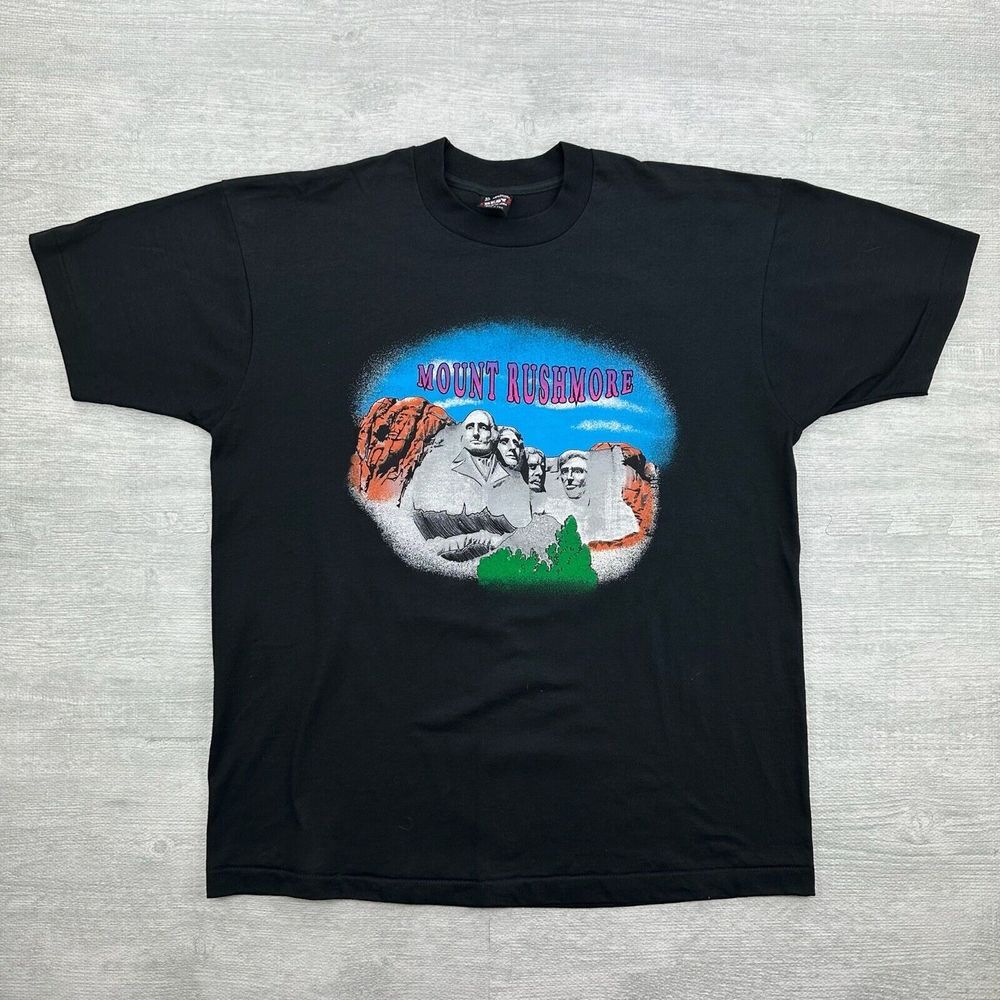 Vintage Mt. Rushmore Shirt Mens XL Black National Park Joke Funny President Butt